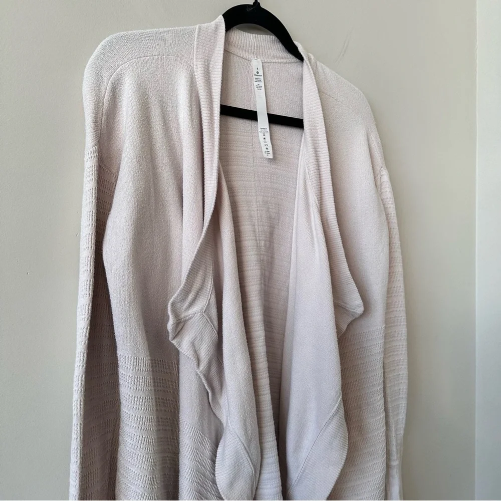 Lululemon-Open Cotton/Silk Waterfall Cardigan (Size:4) - Picture 7 of 11